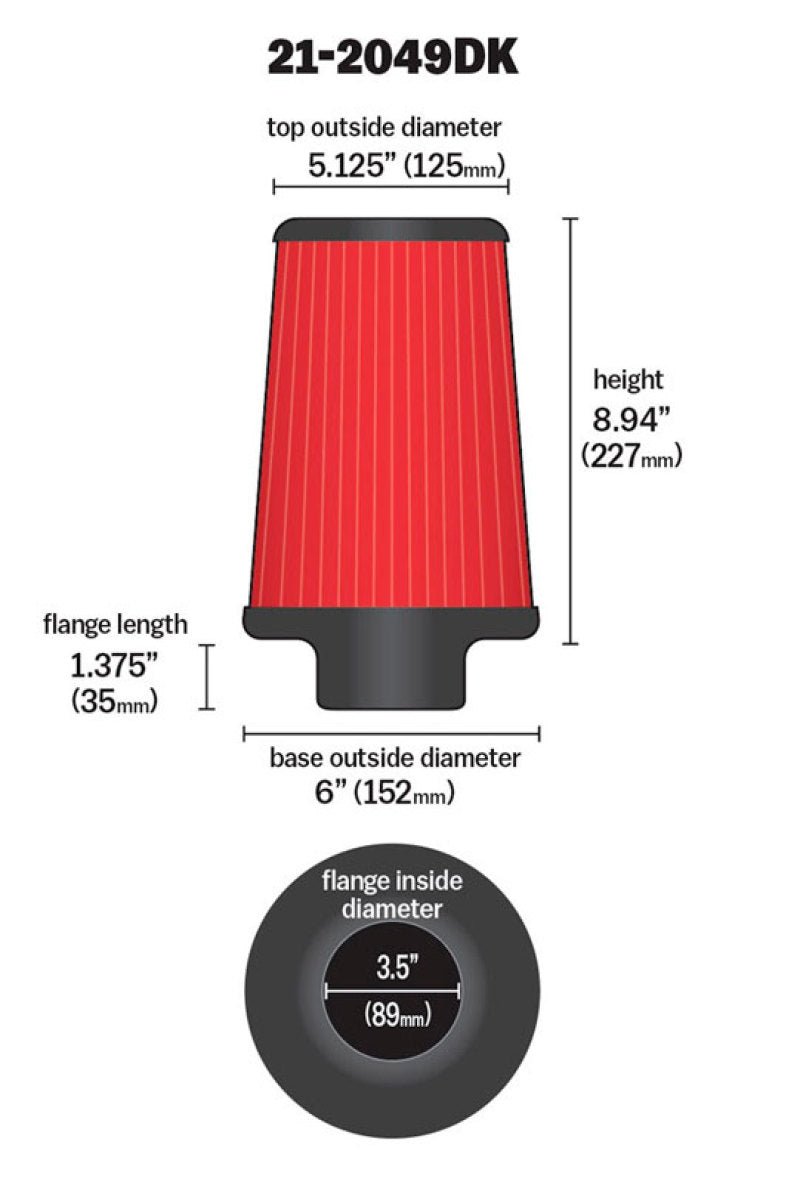 AEM 3.5 in Short Neck 9 in Element Filter - Circuit Hero