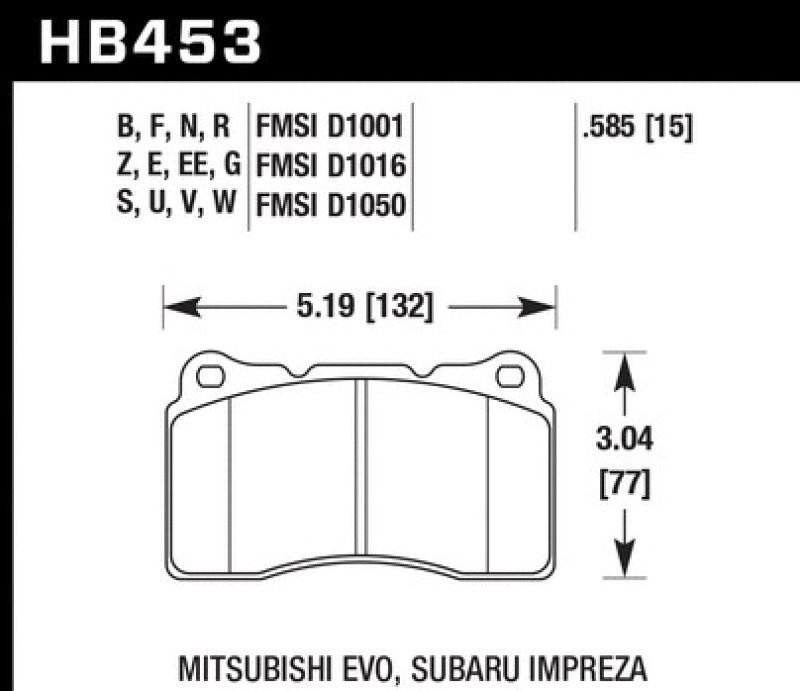 Hawk ER-1 Front Motorsport Brake Pads 03-06 Evo / 04-09 STi / 10+ Camaro SS (Brembo) - Circuit Hero