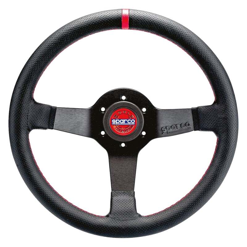 Sparco Steering Wheel R330 Champion Black Leather / Red Stitching - Circuit Hero