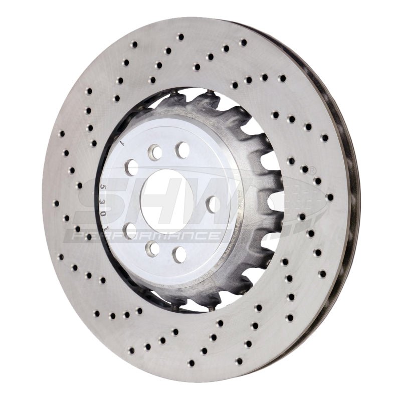 SHW 2020 BMW X5 M 4.4L Left Rear Cross-Drilled Lightweight Brake Rotor (34208074285) - Circuit Hero