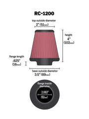 K&N Universal Chrome Filter 2.063in Flange ID x 3.5in Base OD x 2in Top OD x 4in H - Circuit Hero