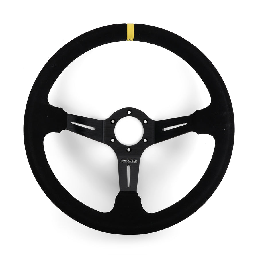 Circuit Hero 3 Spoke Steering Wheel with Slots 350mm 97mm Dish - Circuit Hero