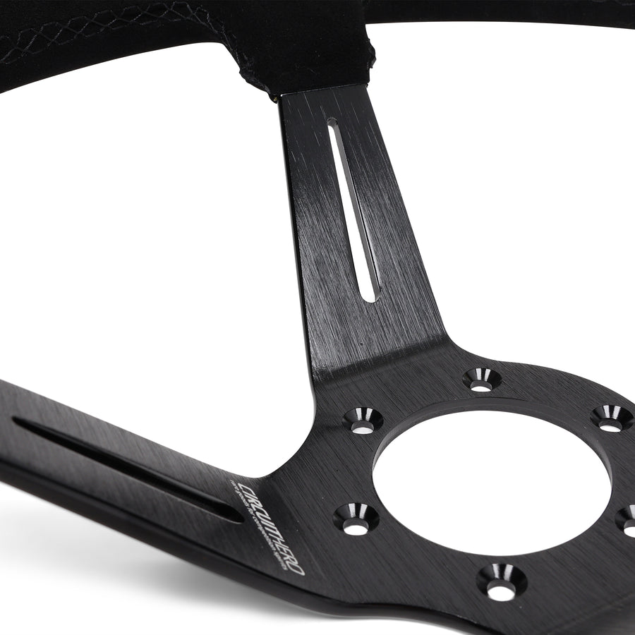 Circuit Hero 3 Spoke Steering Wheel with Slots 350mm 97mm Dish - Circuit Hero