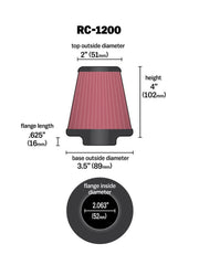 K&N Universal Chrome Filter 2.063in Flange ID x 3.5in Base OD x 2in Top OD x 4in H - Circuit Hero