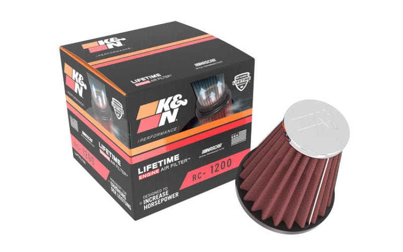 K&N Universal Chrome Filter 2.063in Flange ID x 3.5in Base OD x 2in Top OD x 4in H - Circuit Hero