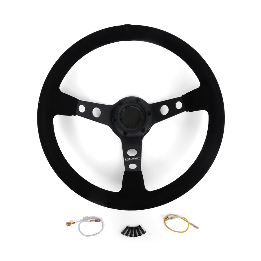 3 Spoke Steering Wheel with Holes 345mm/70mm Dish 6 Bolt