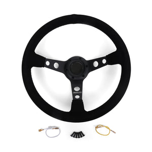 3 Spoke Steering Wheel with Holes 345mm/70mm Dish 6 Bolt