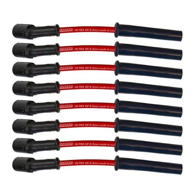 Moroso GM LS 5.7L/6.0L/6.2L/7.0L Ultra 40 8.5mm Multi-Angle Boot Ignition Spark Plug Wire Set - Red - Circuit Hero