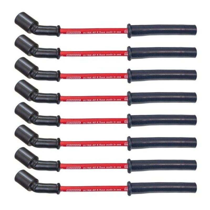 Moroso GM GenV LT1/LT4 5.3L/6.2L/6.6L Ultra 40 8.5mm Multi-Angle Boot Spark Plug Wire Set - Red - Circuit Hero